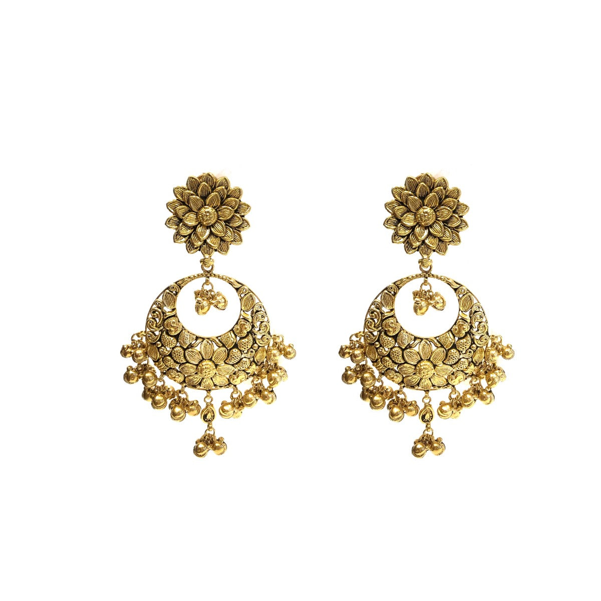 Delicate Florid Gold Earrings