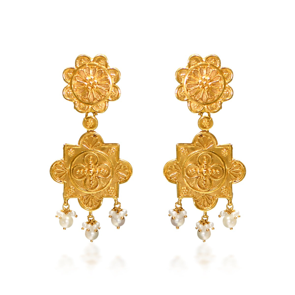 Pretty Floral Gold Necklace Set