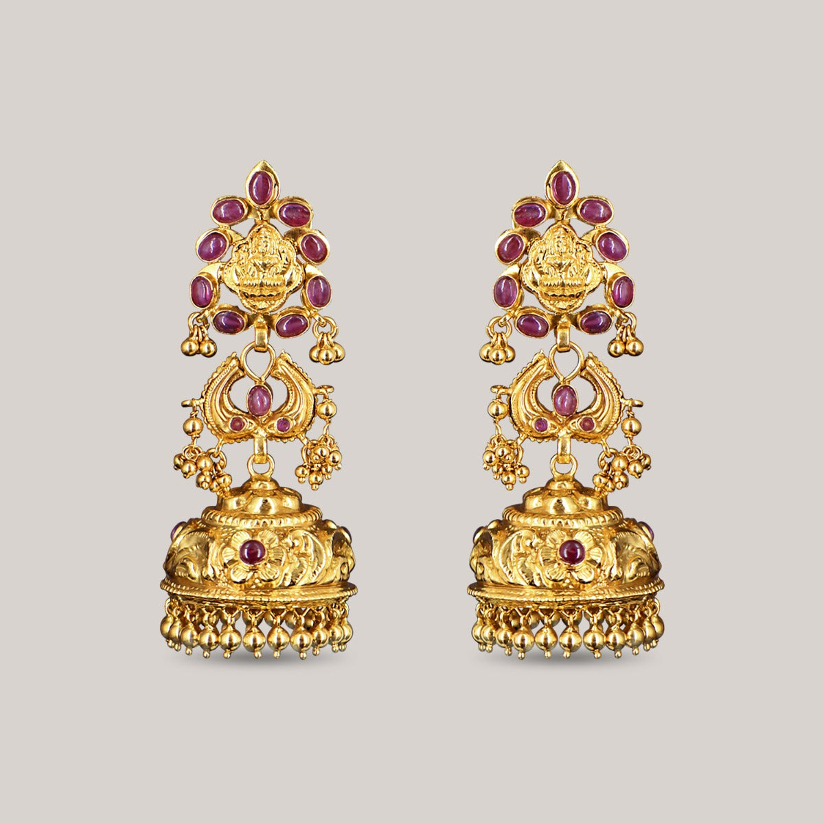 Viha Garland Rubies Gold Earrings