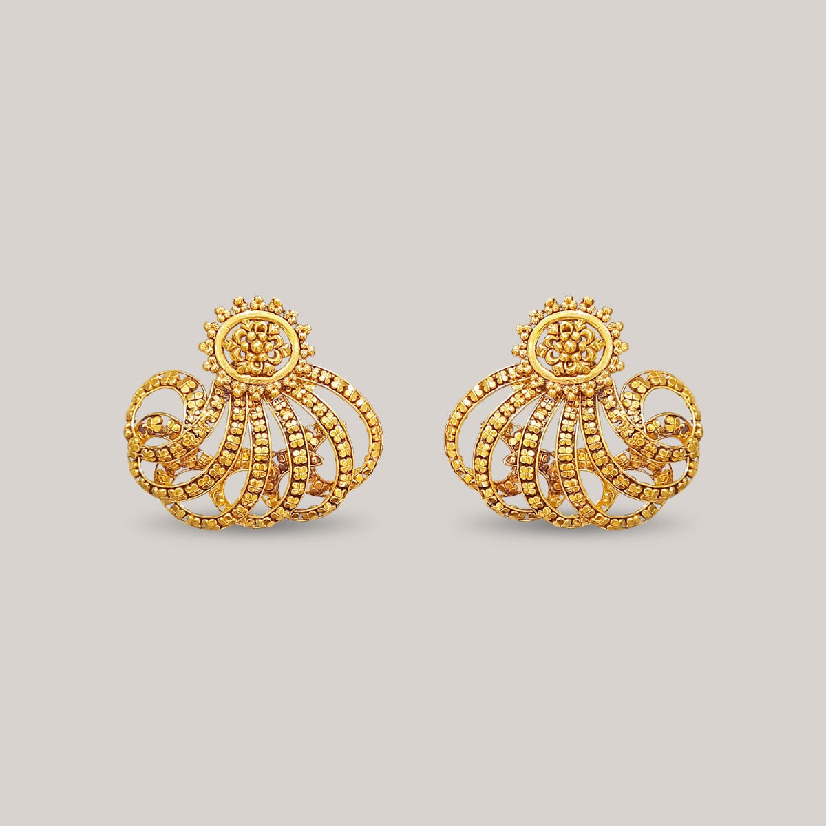 Swirl Flower Gold Earrings