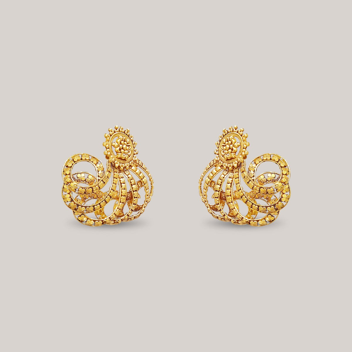 Swirl Flower Gold Earrings