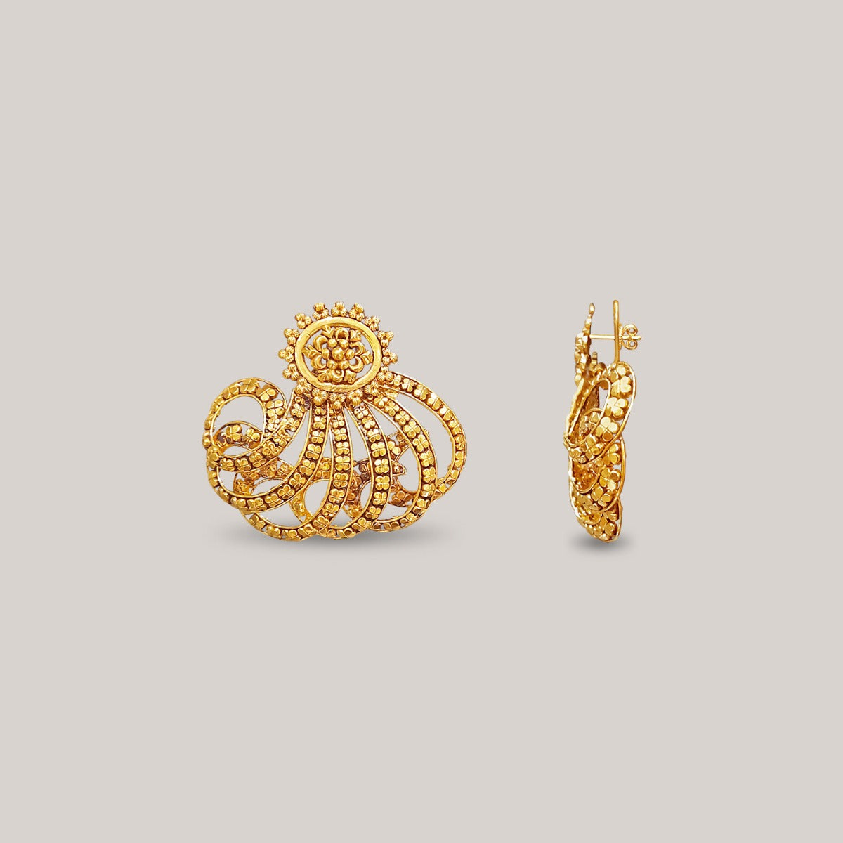 Swirl Flower Gold Earrings