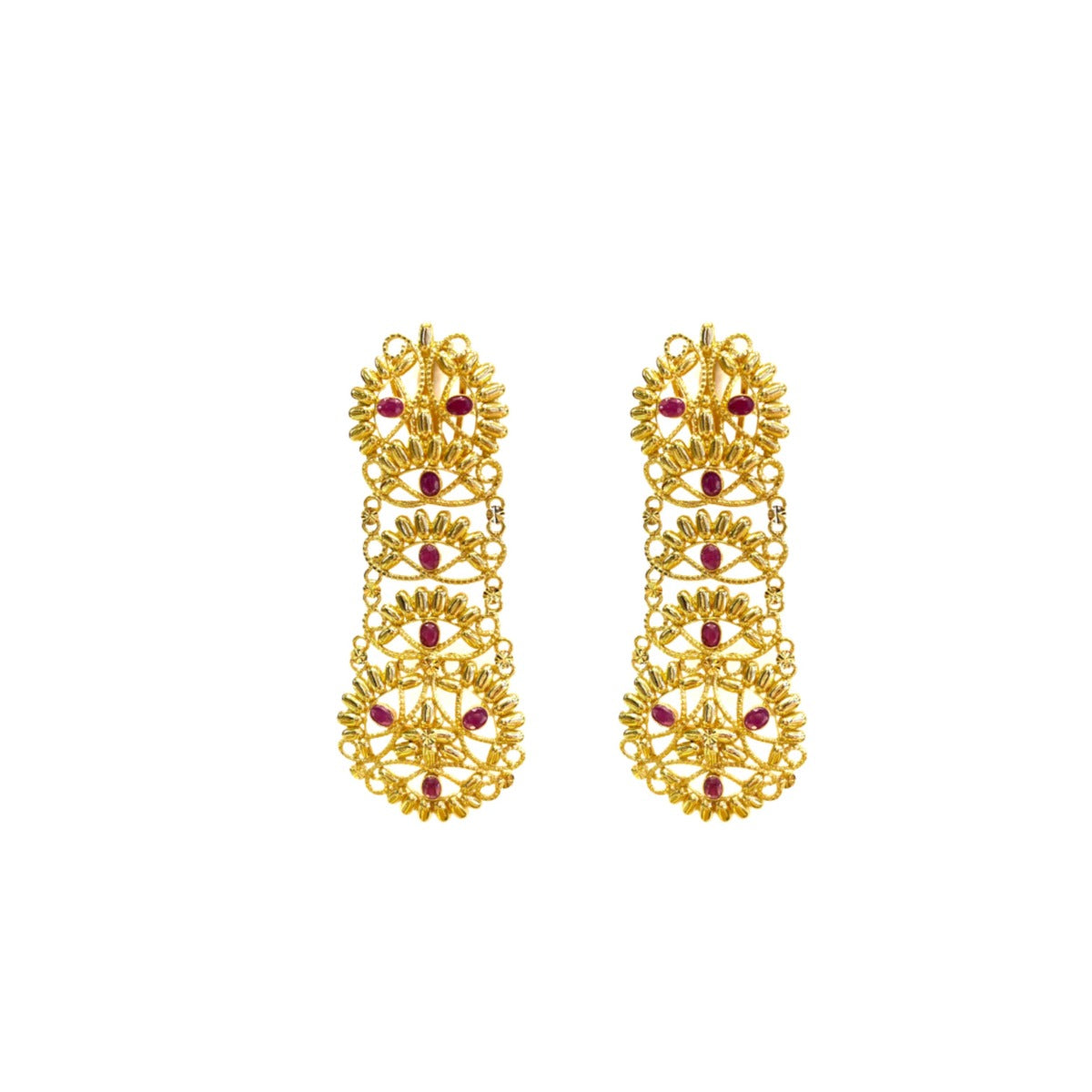 Floret In Loop Gold Earrings