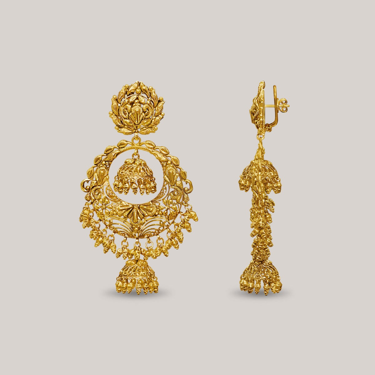 Floral Wire Work Gold Chandbali