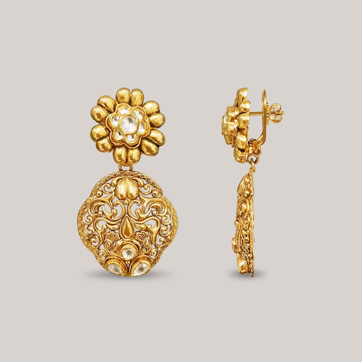Ziya Floral Gold Earrings