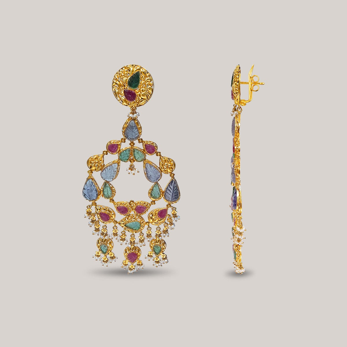 Mystic Dazzle Gemstone Gold Earrings