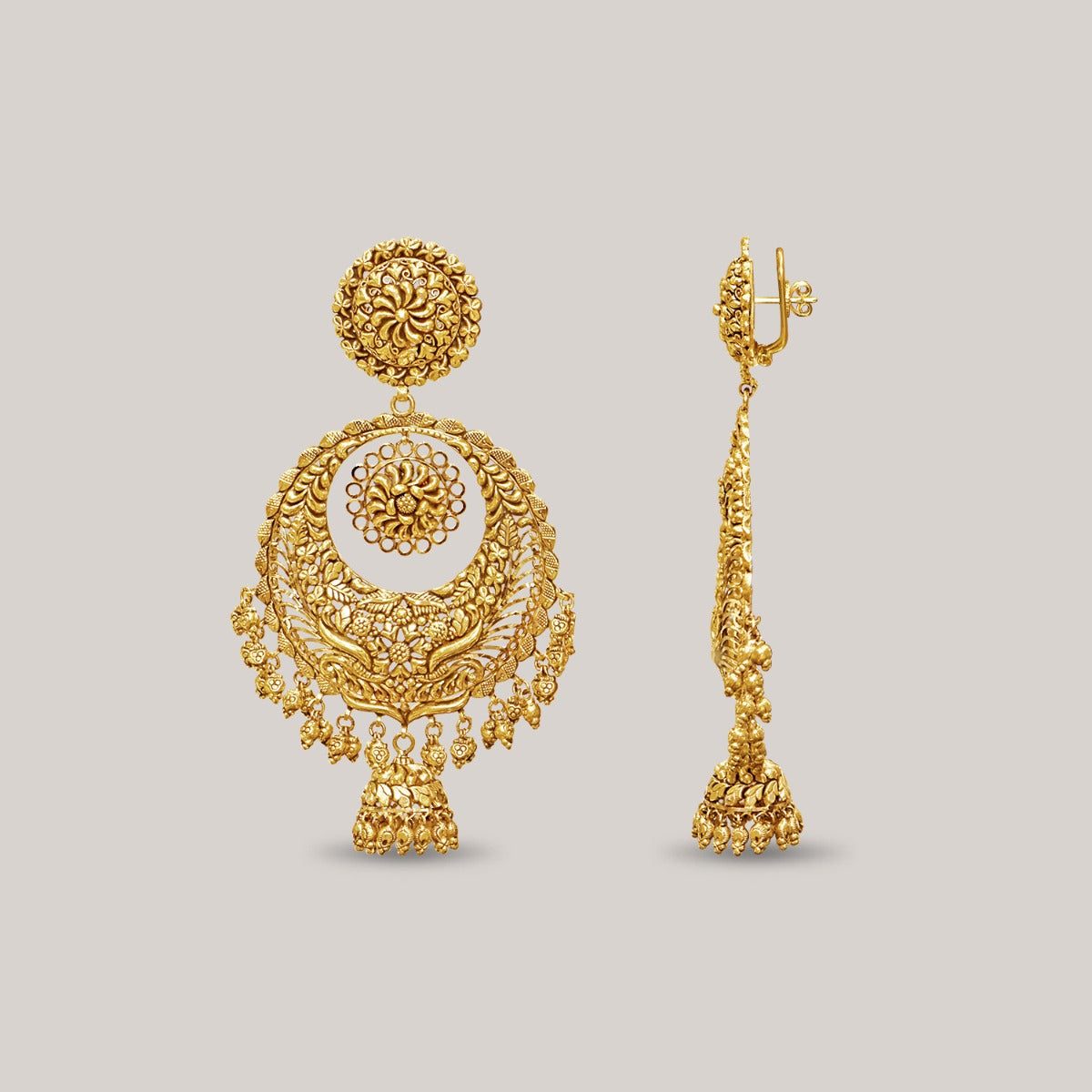 Decorative Yellow Gold Chandbali