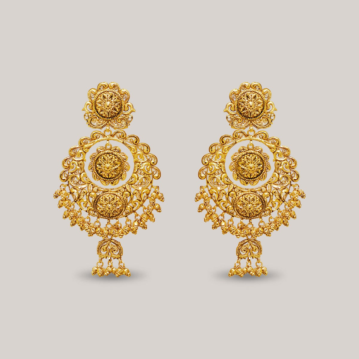 Traditional Filigree Gold Chandbali