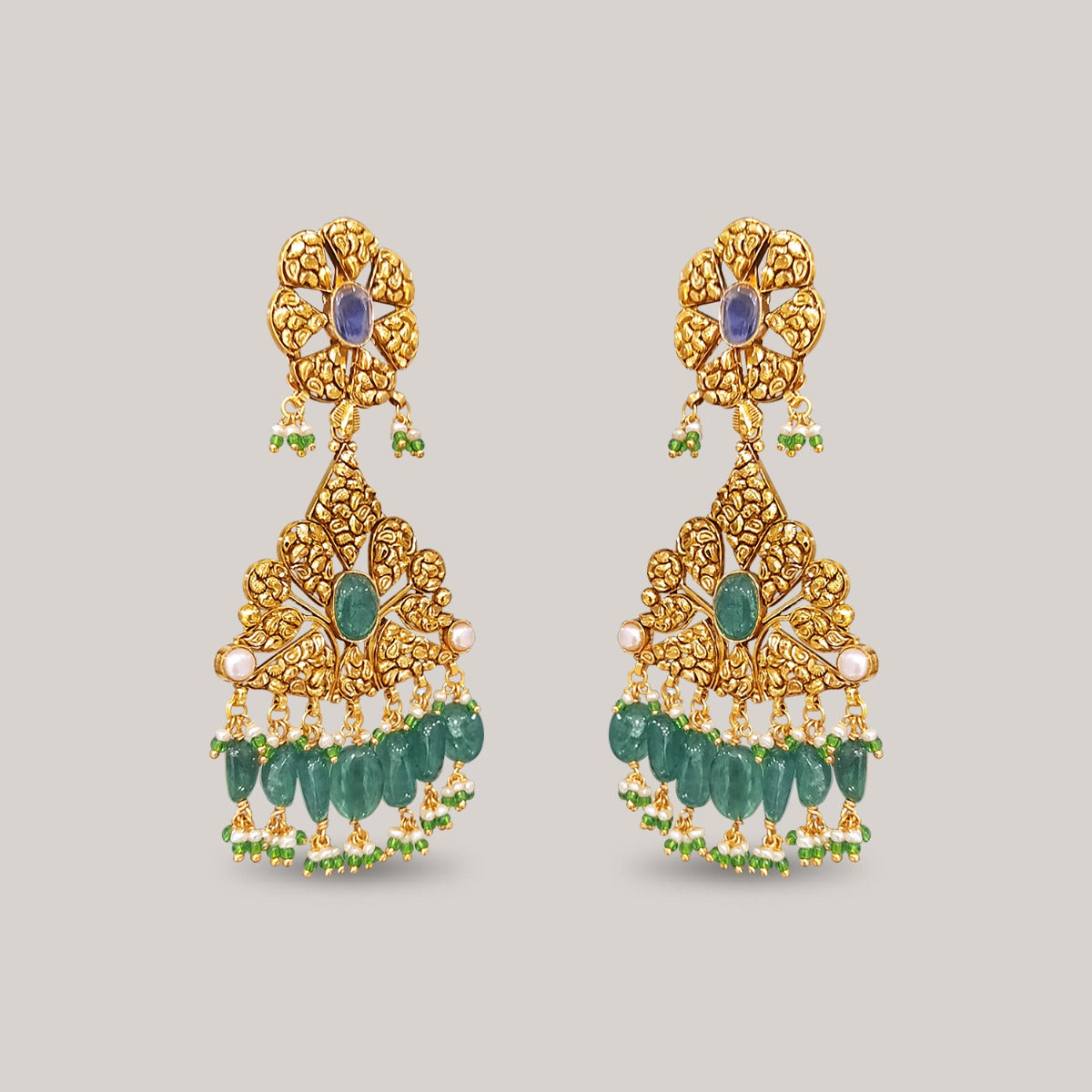 Anika Vibrant Gemstone Gold Earrings