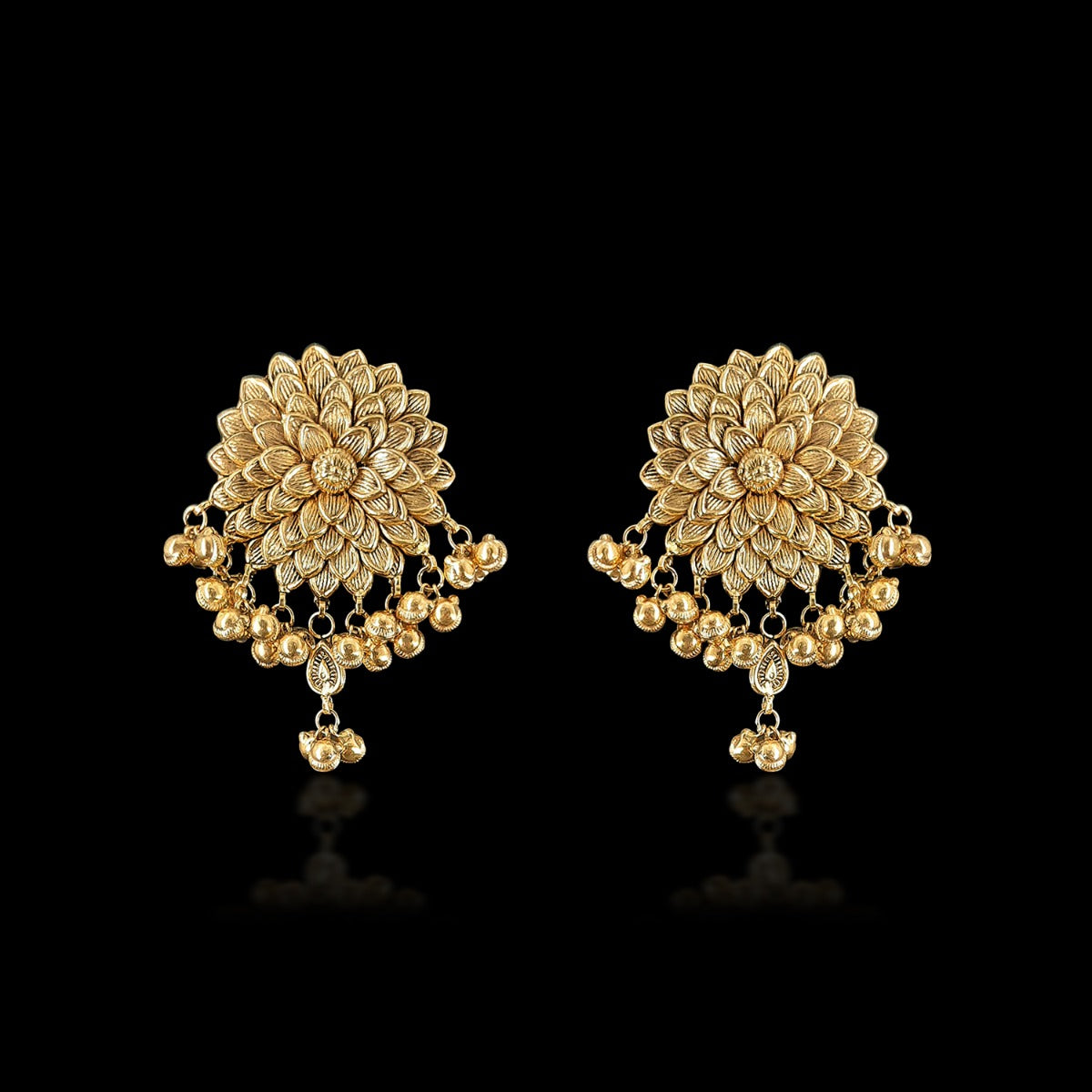 Zinnia Bloom Gold Earrings