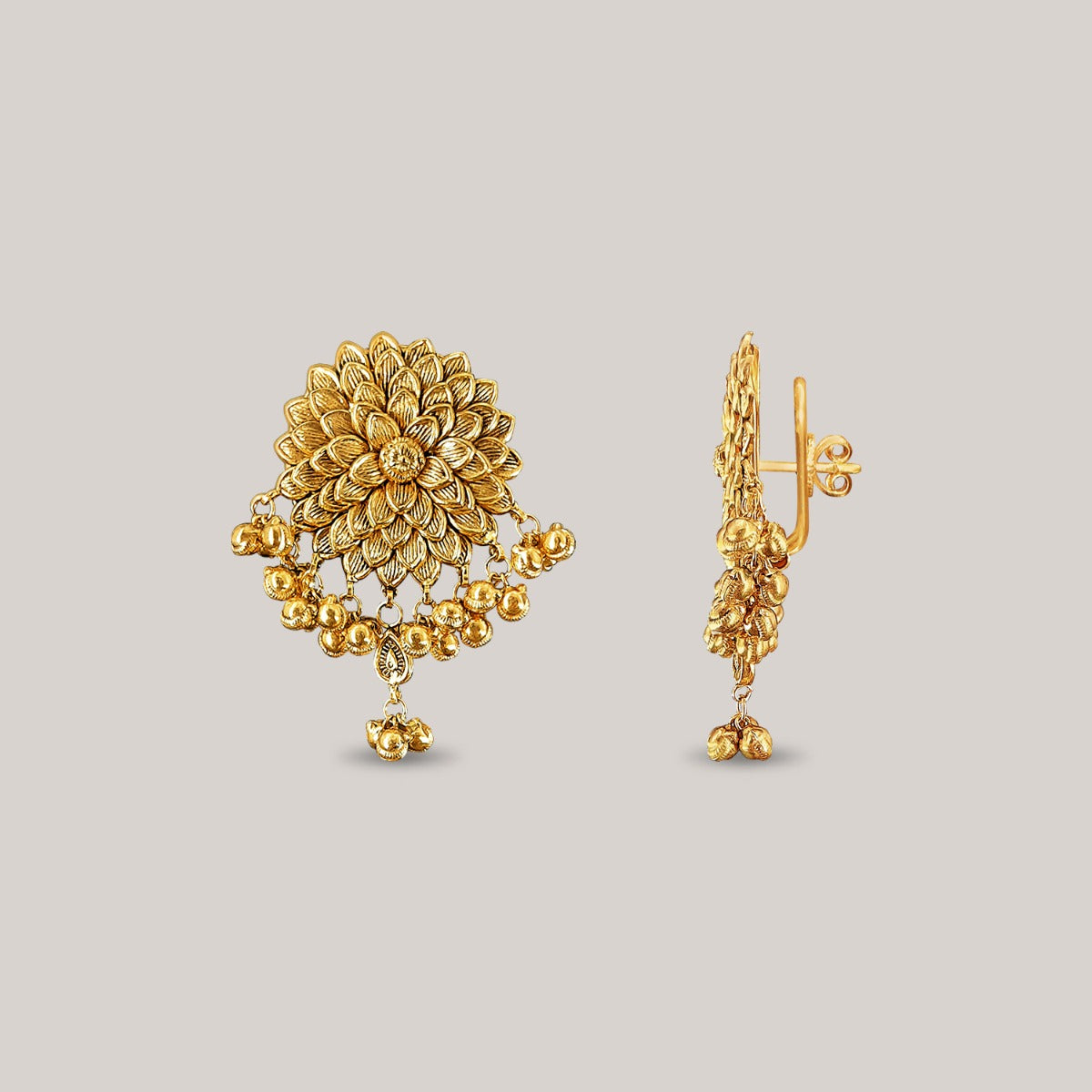 Zinnia Bloom Gold Earrings