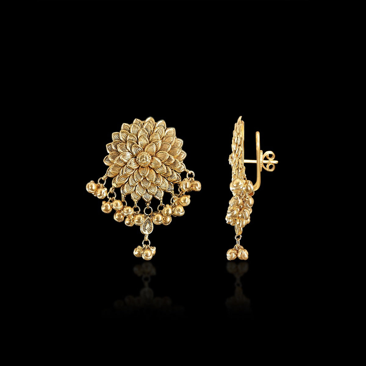 Zinnia Bloom Gold Earrings
