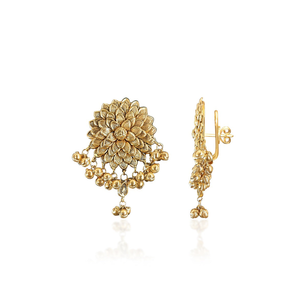 Zinnia Bloom Gold Earrings