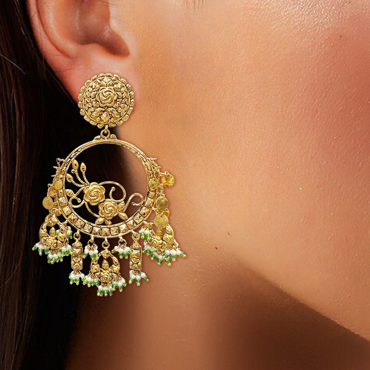 Gleaming Petals Gold Earrings