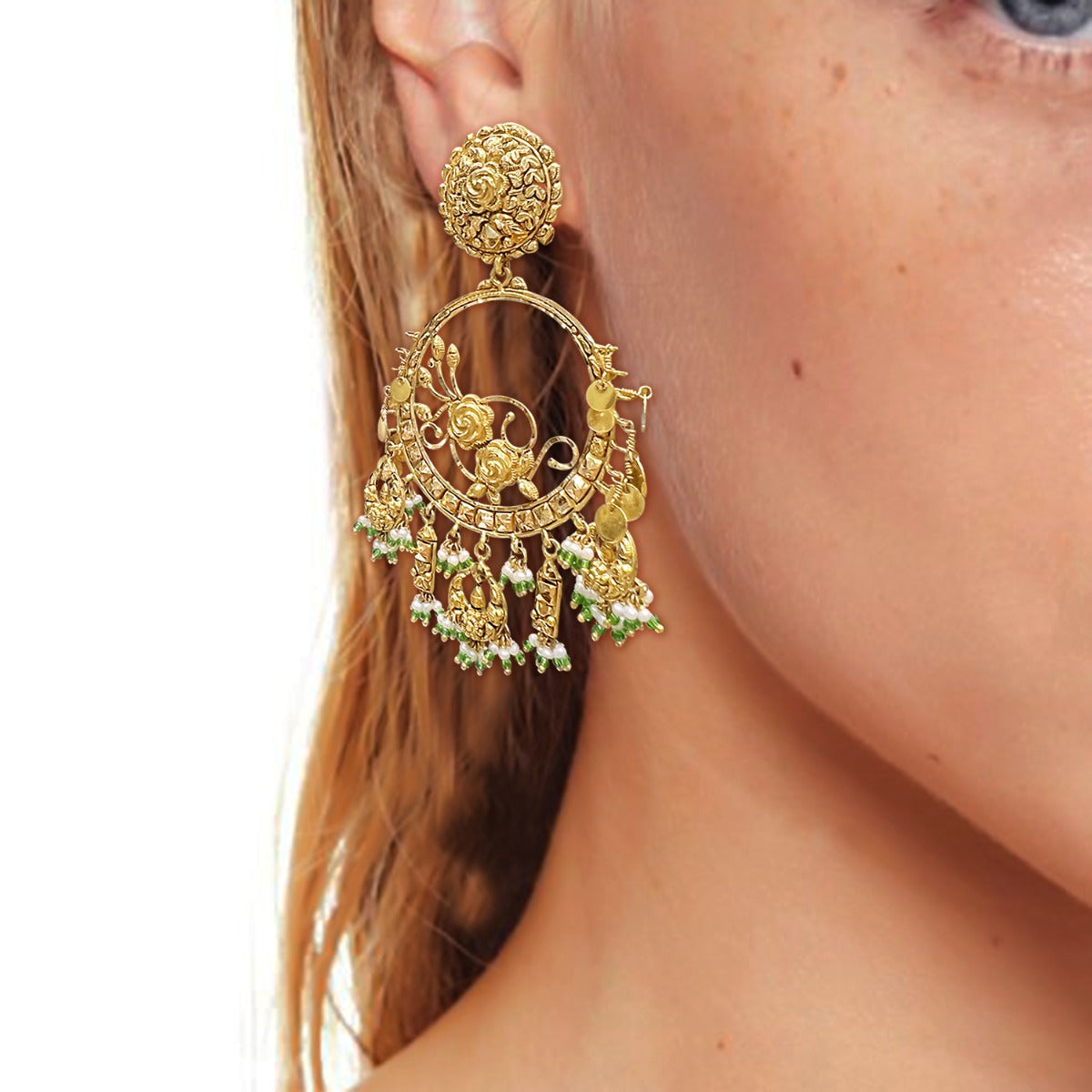Gleaming Petals Gold Earrings