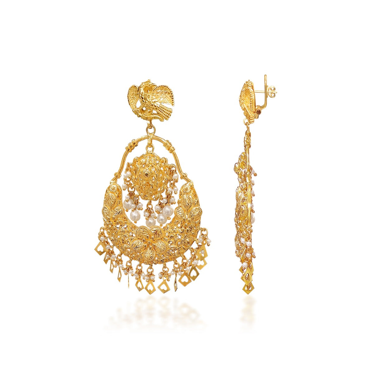 Bird Ornate Gold Earrings