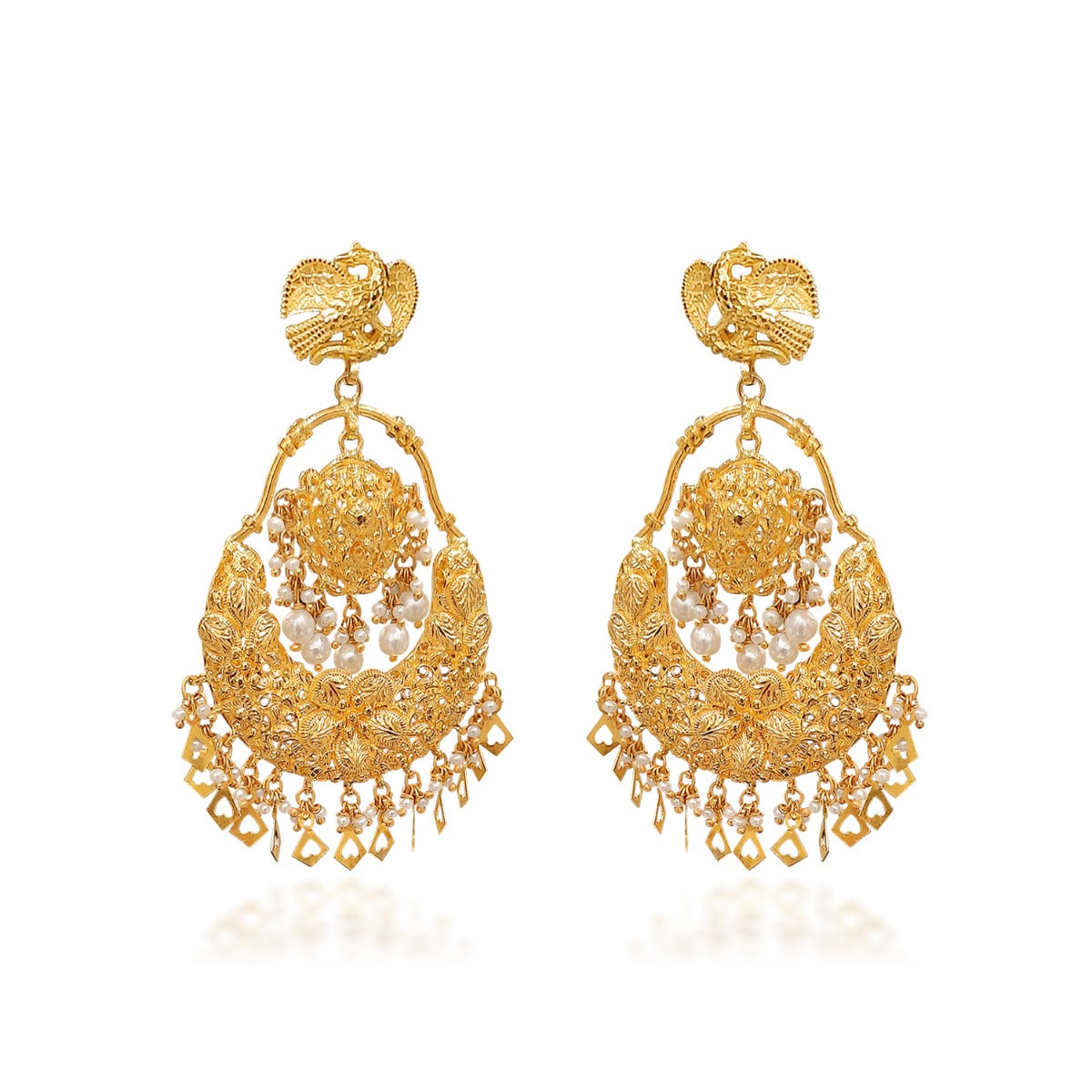 Bird Ornate Gold Earrings
