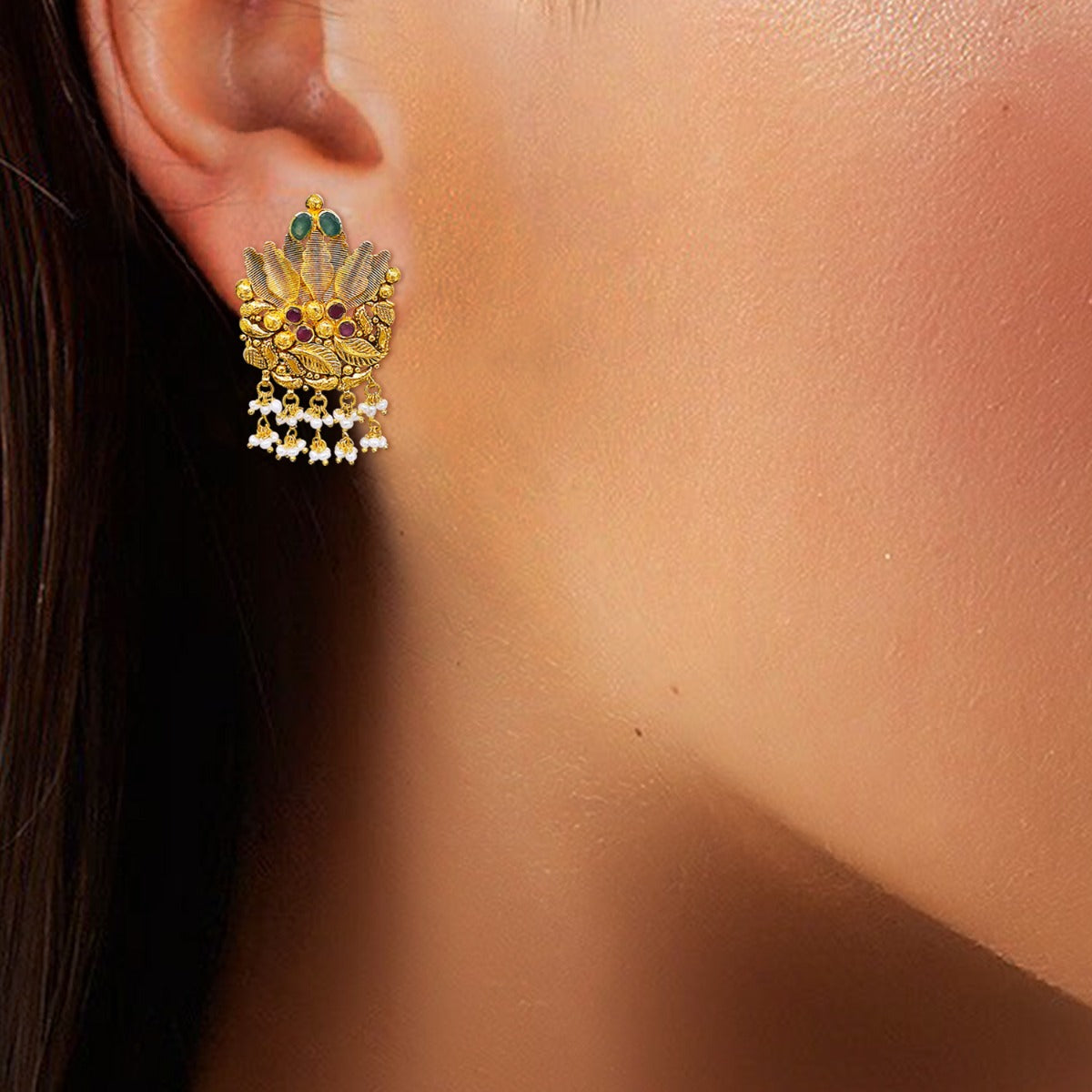Leafy Bush Gold Earrings