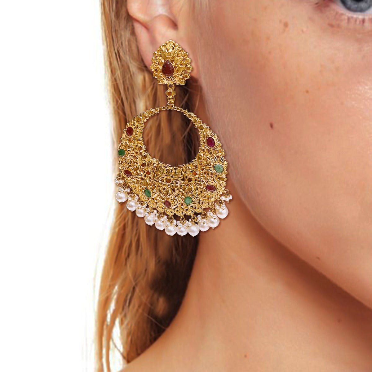 Alisha Gemstone Gold Earrings