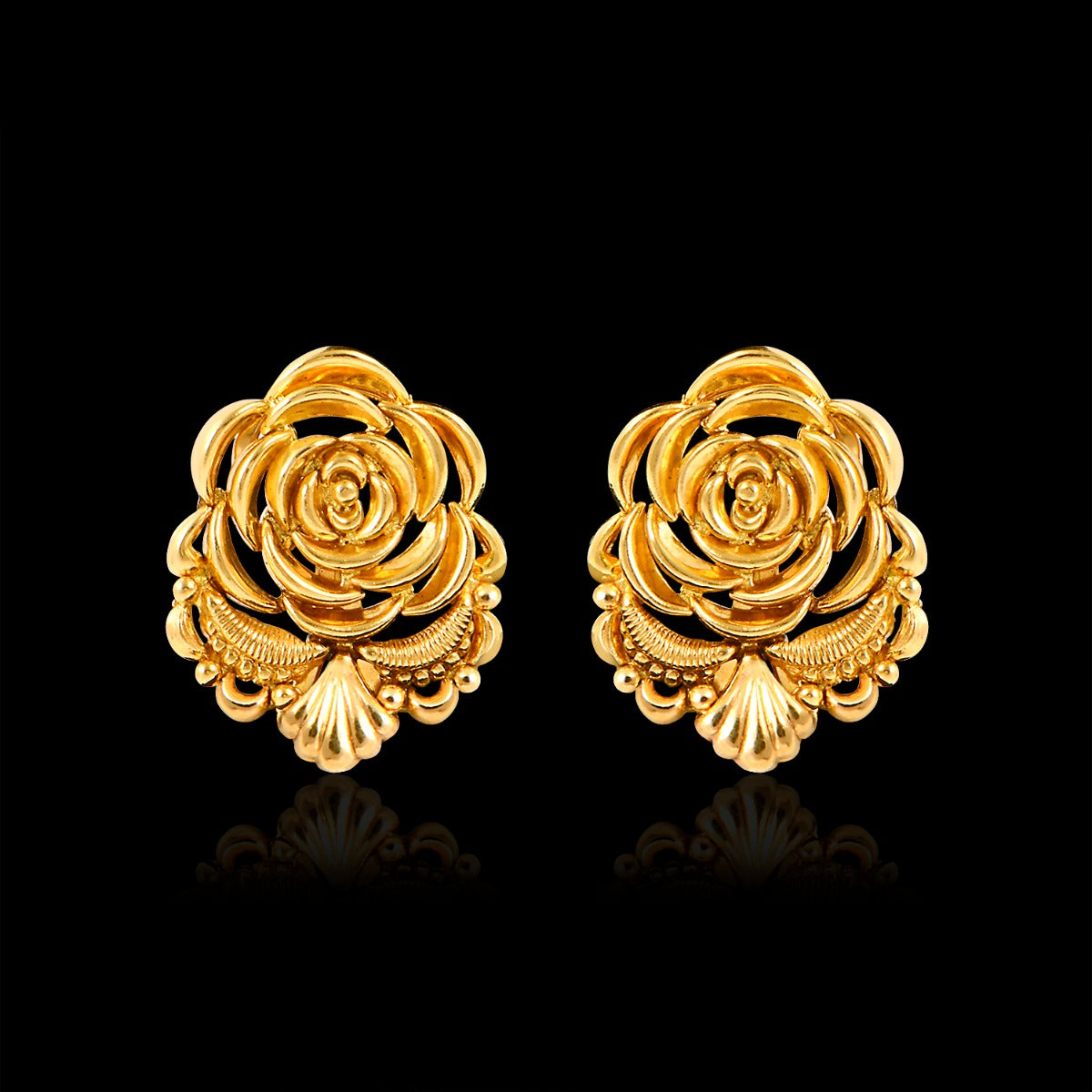 Rose Studs Gold Earrings