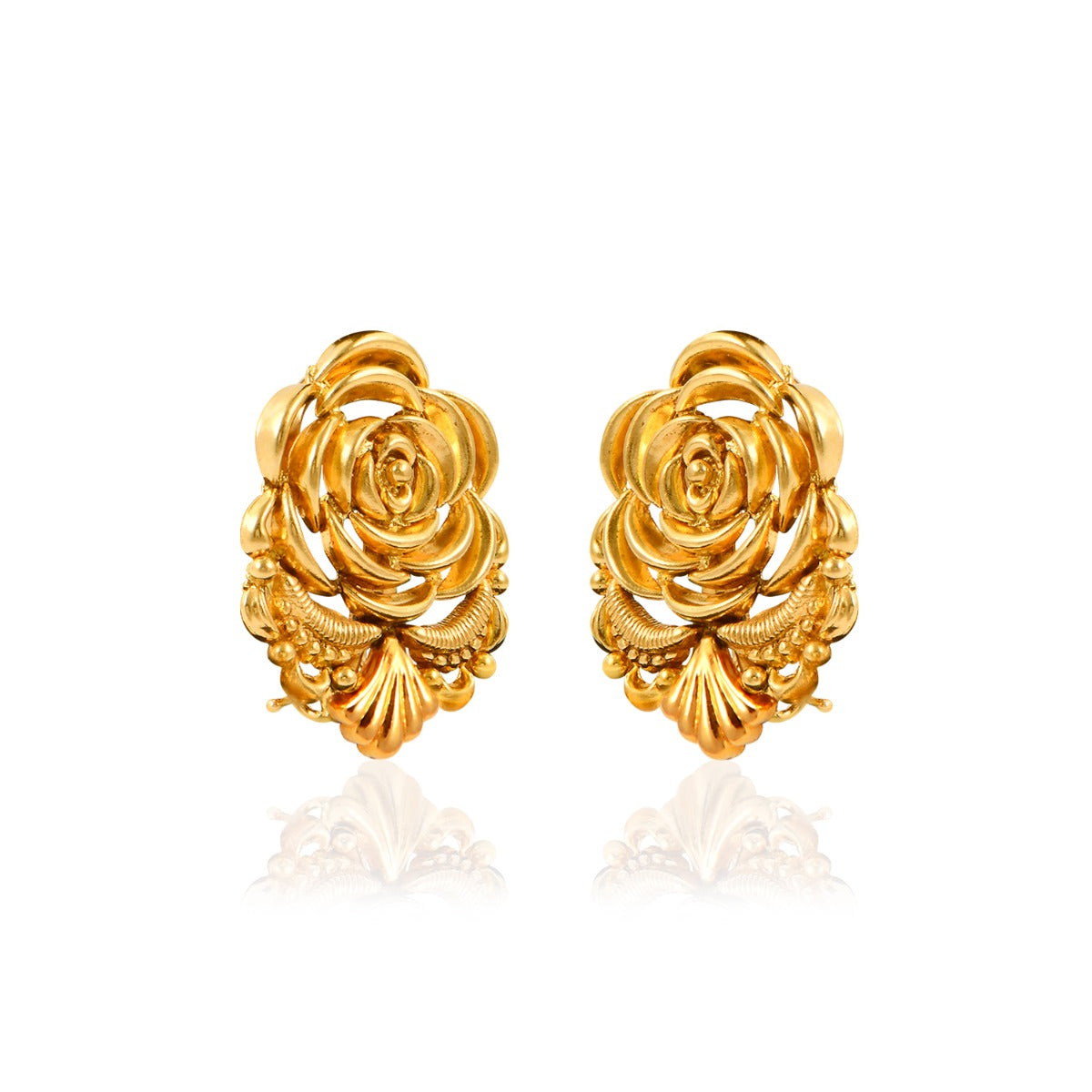 Rose Studs Gold Earrings