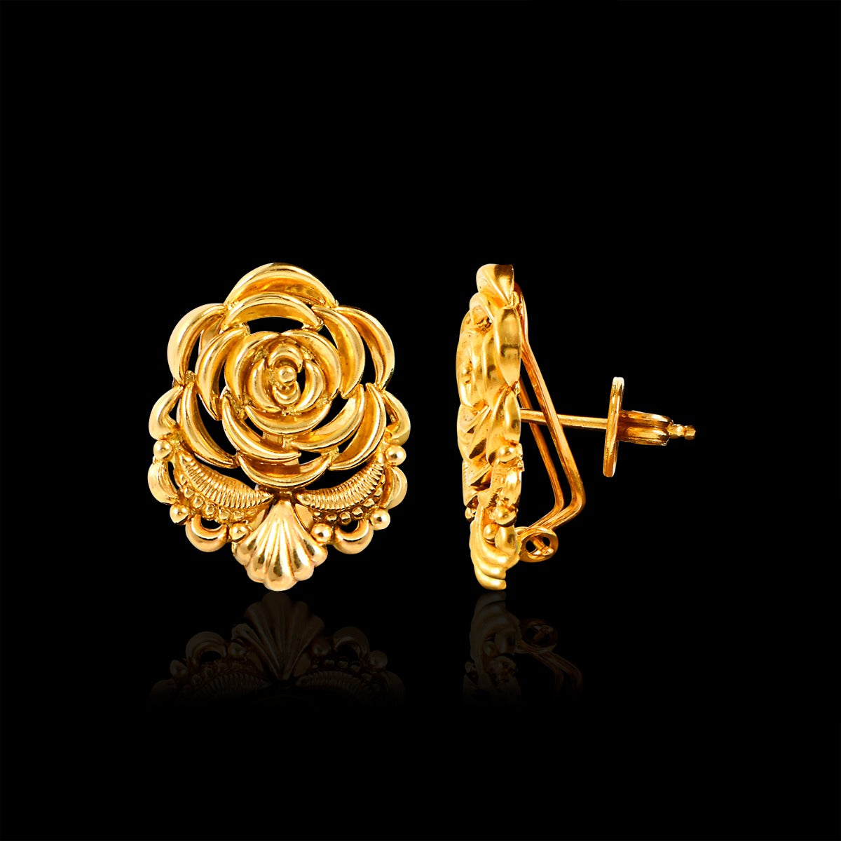 Rose Studs Gold Earrings