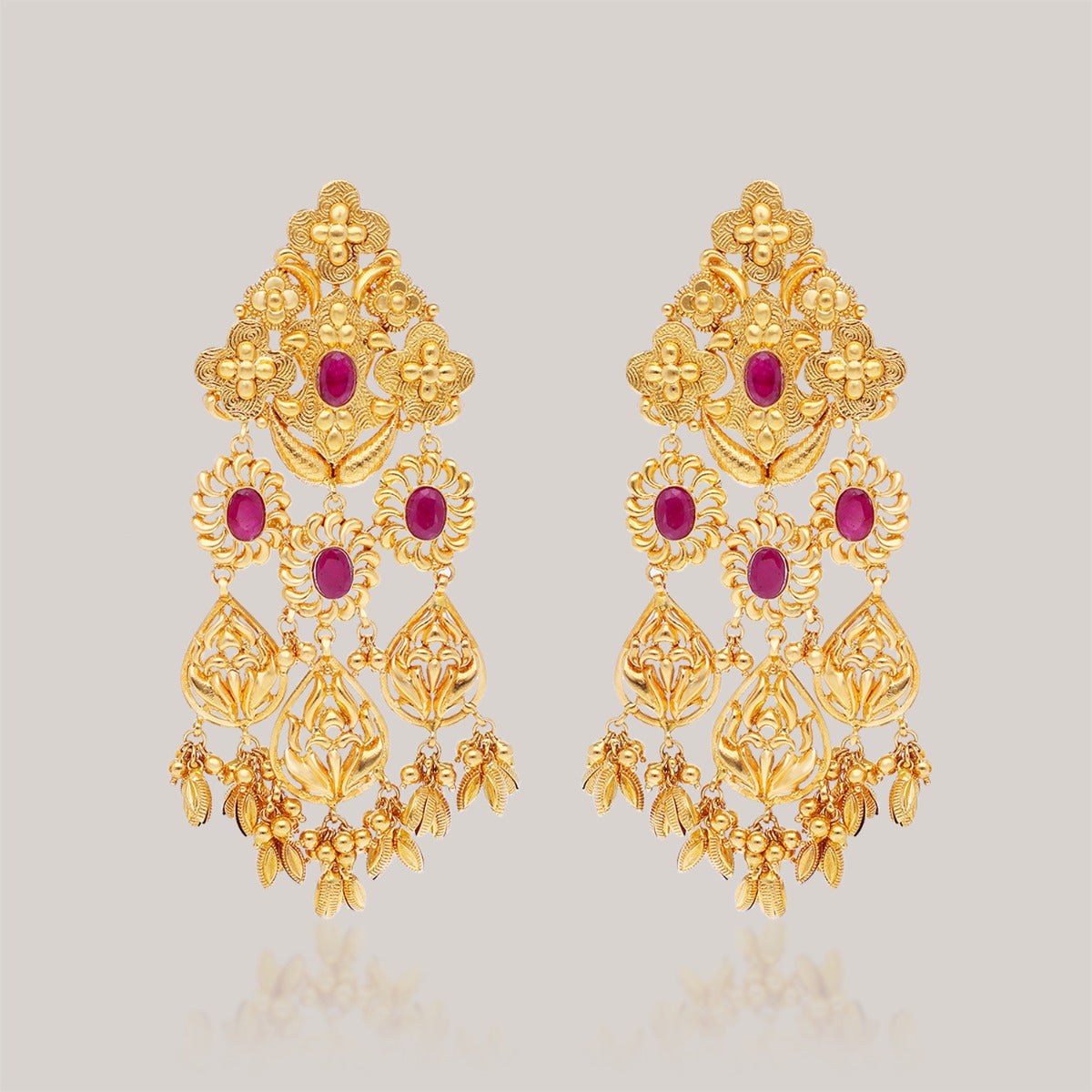 Sakura Ruby Gold Earrings