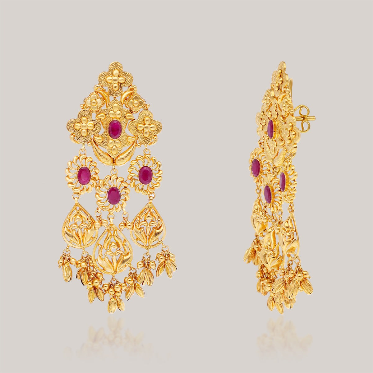 Sakura Ruby Gold Earrings