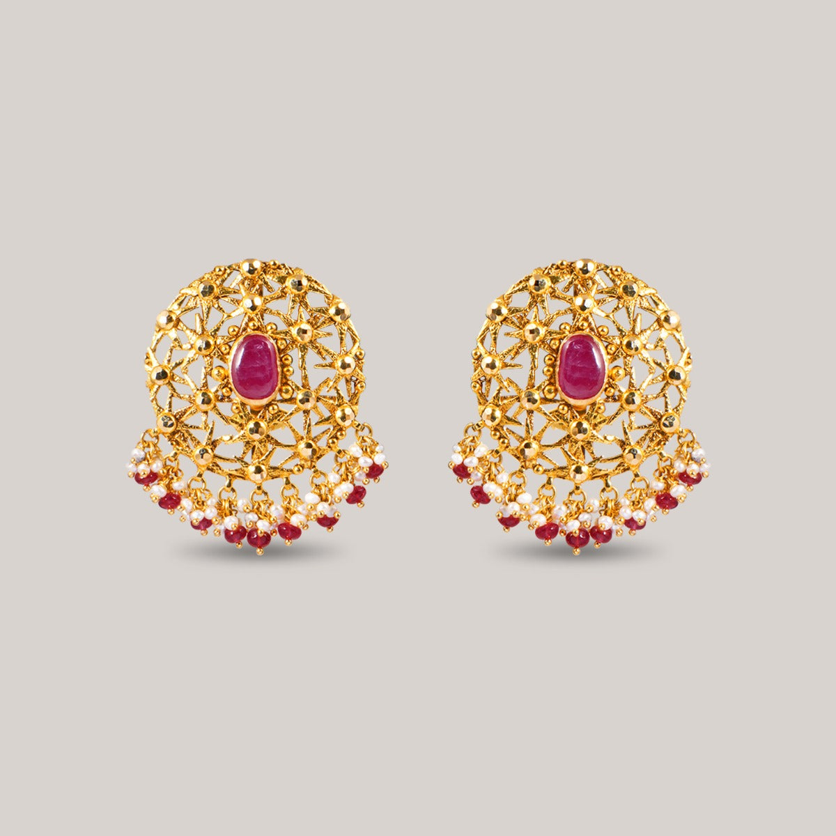 Star Orb Gold Stud Earrings