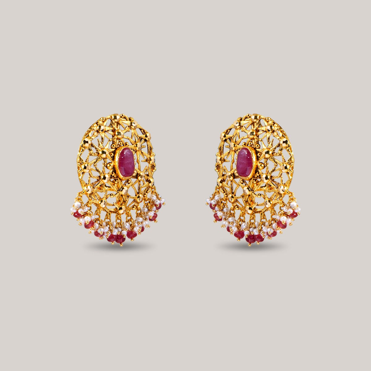Star Orb Gold Stud Earrings