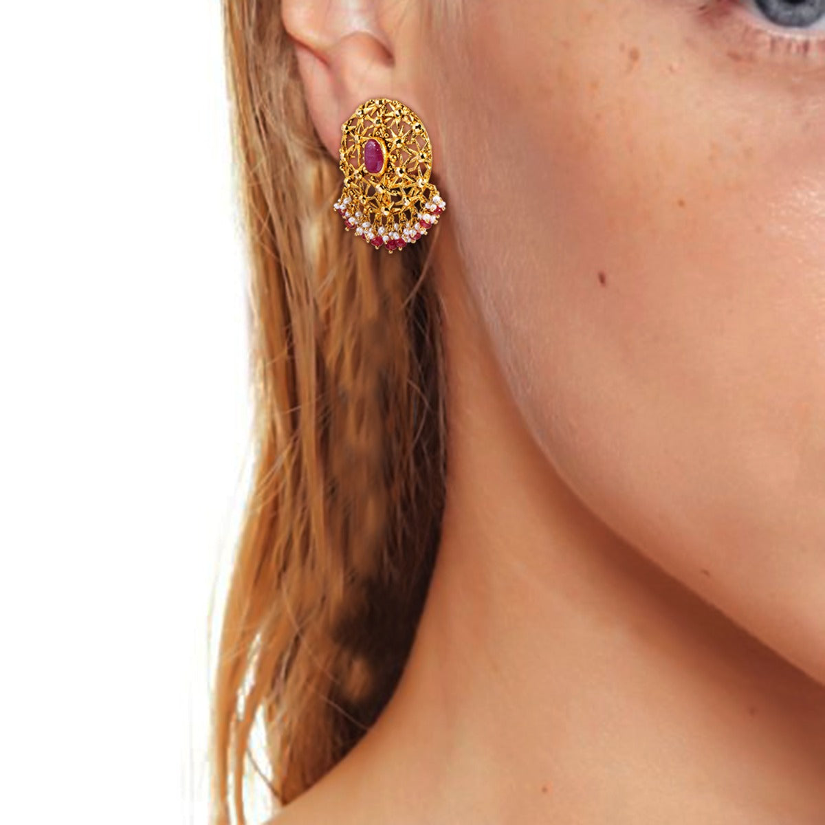 Star Orb Gold Stud Earrings
