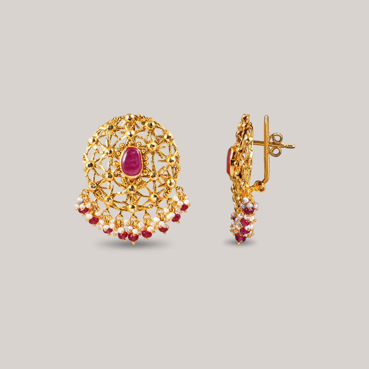 Star Orb Gold Stud Earrings
