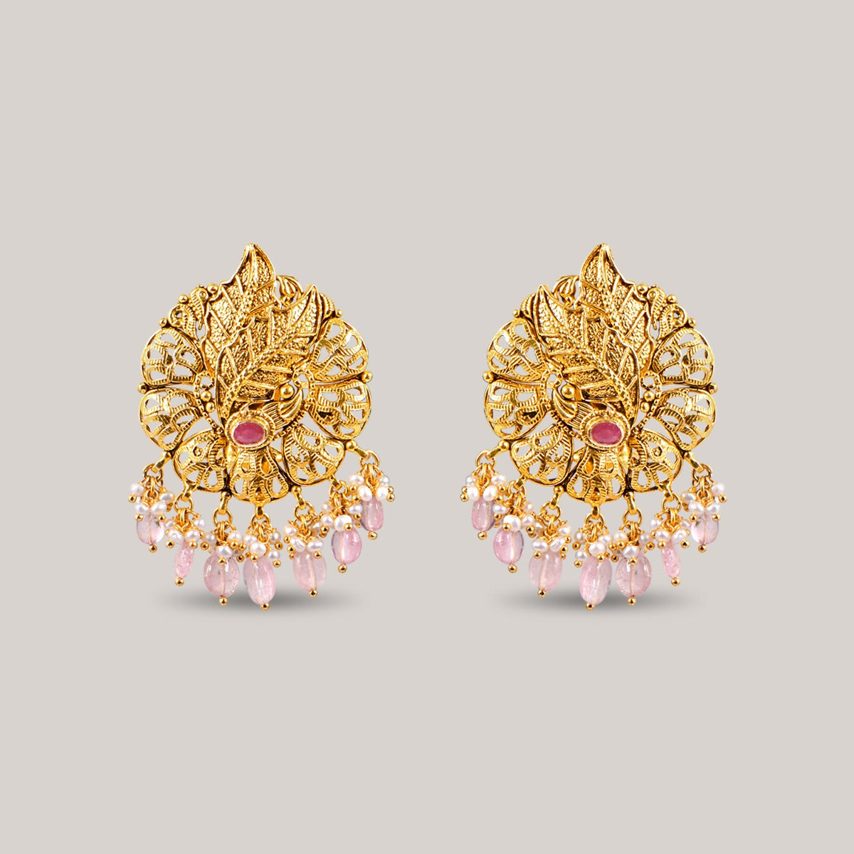 Flowery Arch Gold Earrings