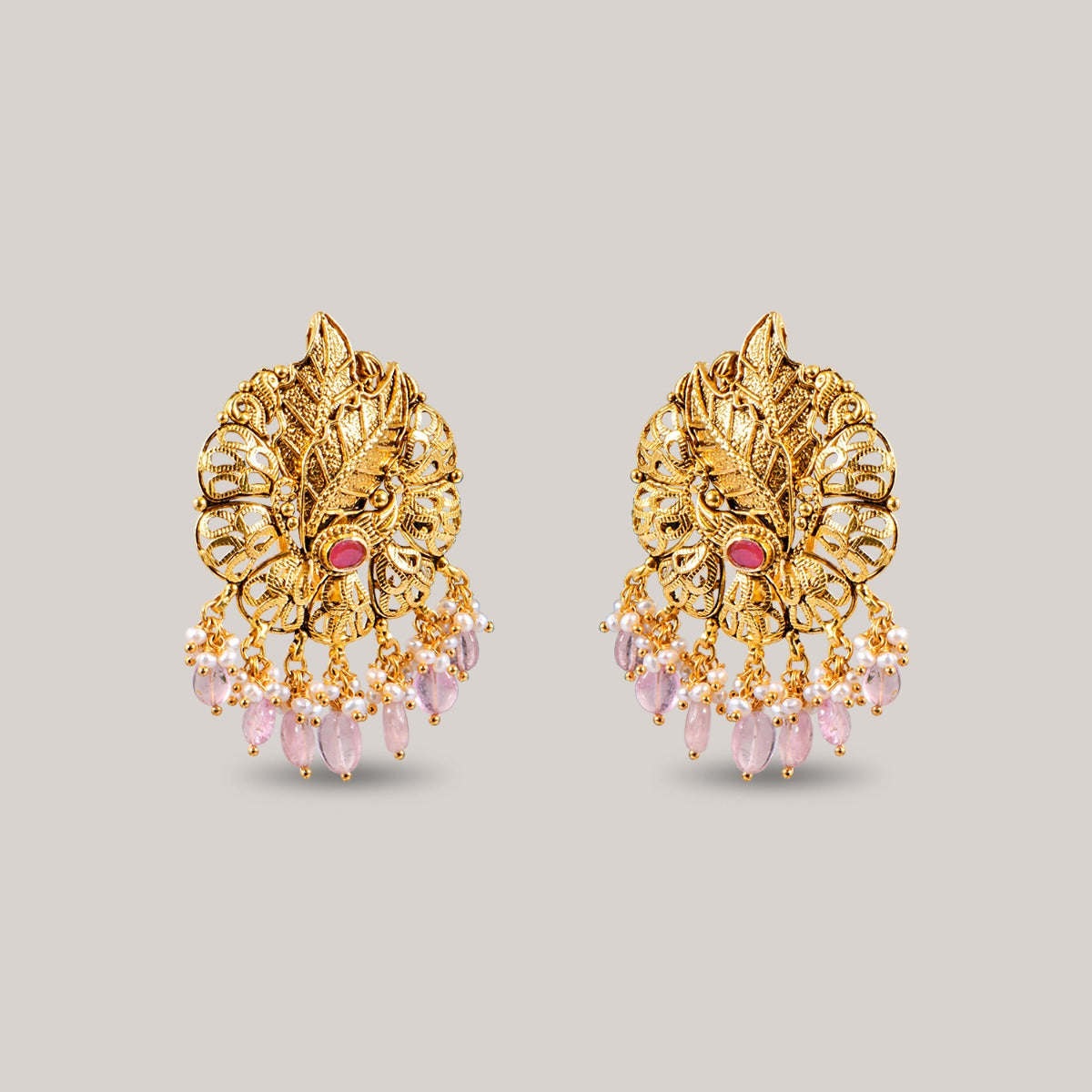 Flowery Arch Gold Earrings