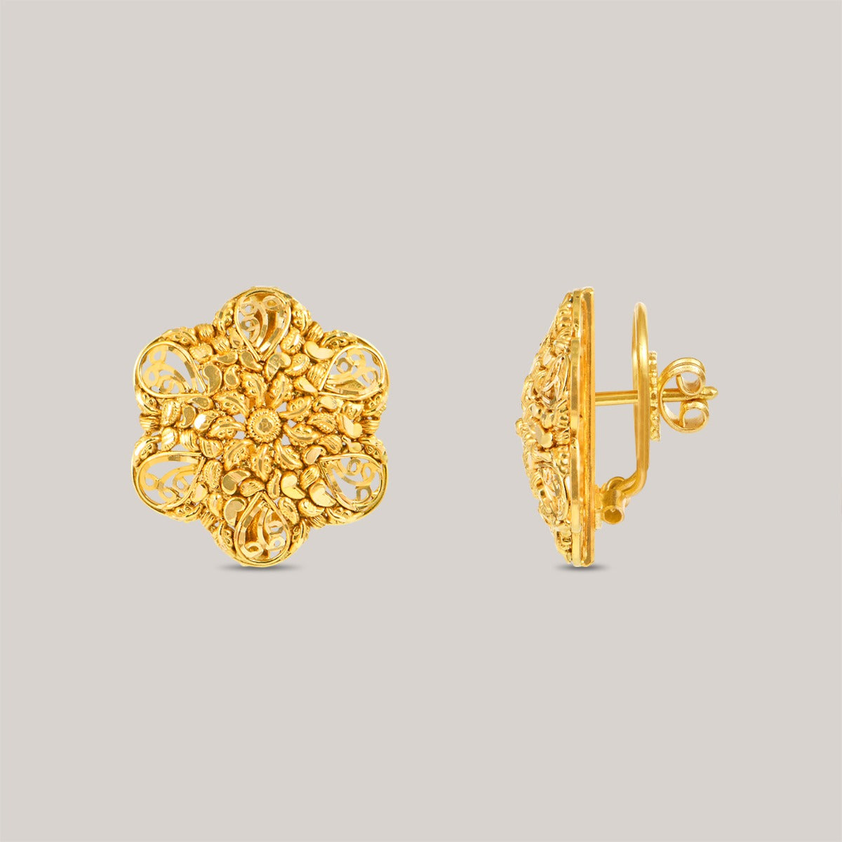Dalia Flower Stud Gold Earrings