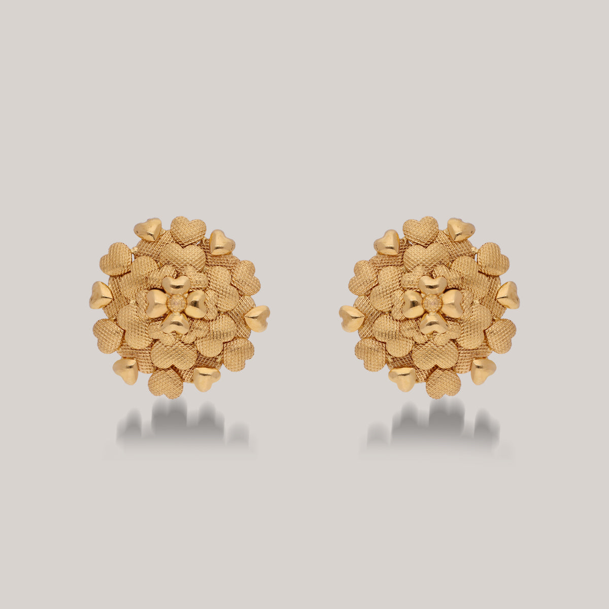 Cluster of Heart Gold Stud Earrings
