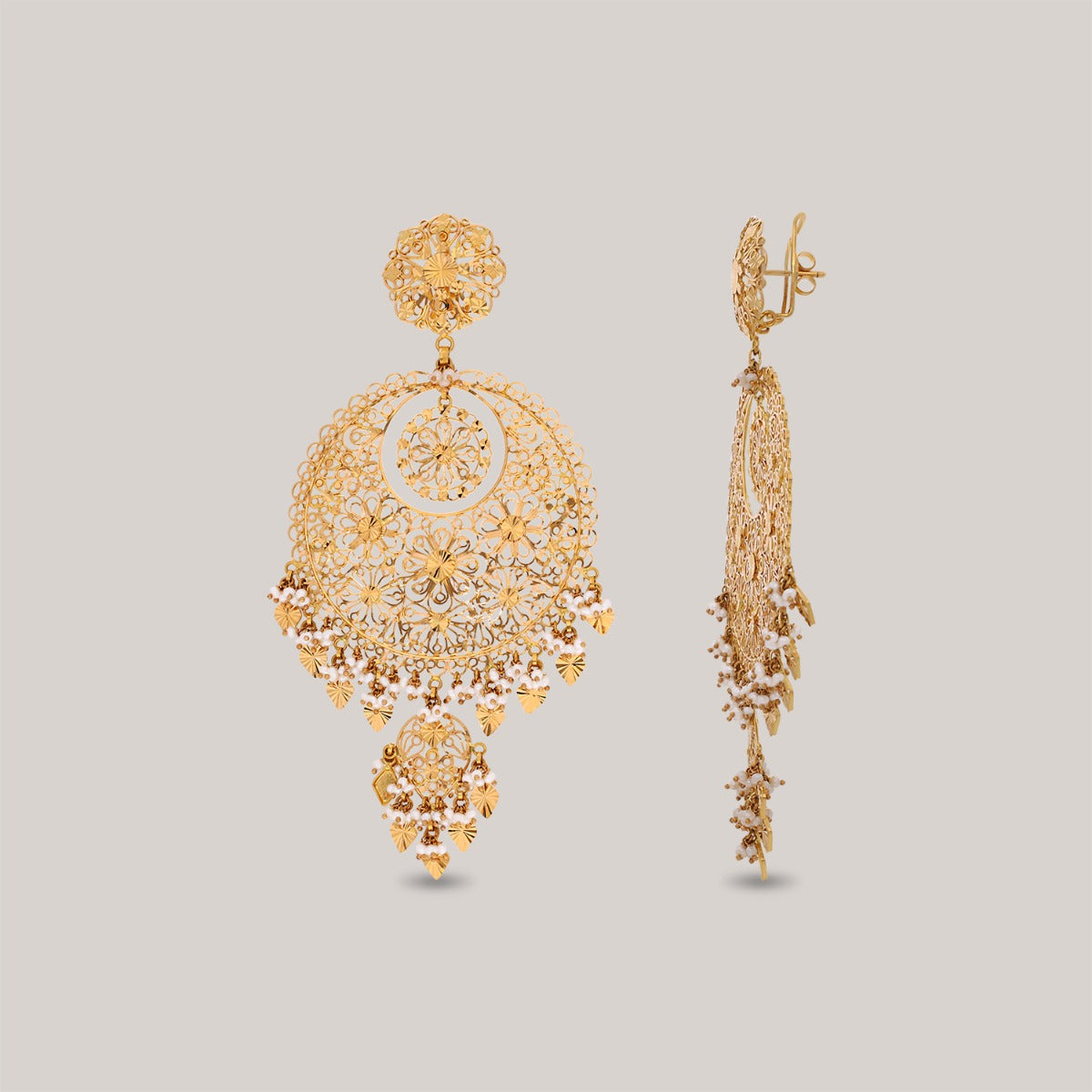 Elegant Flower Gold Chandbali
