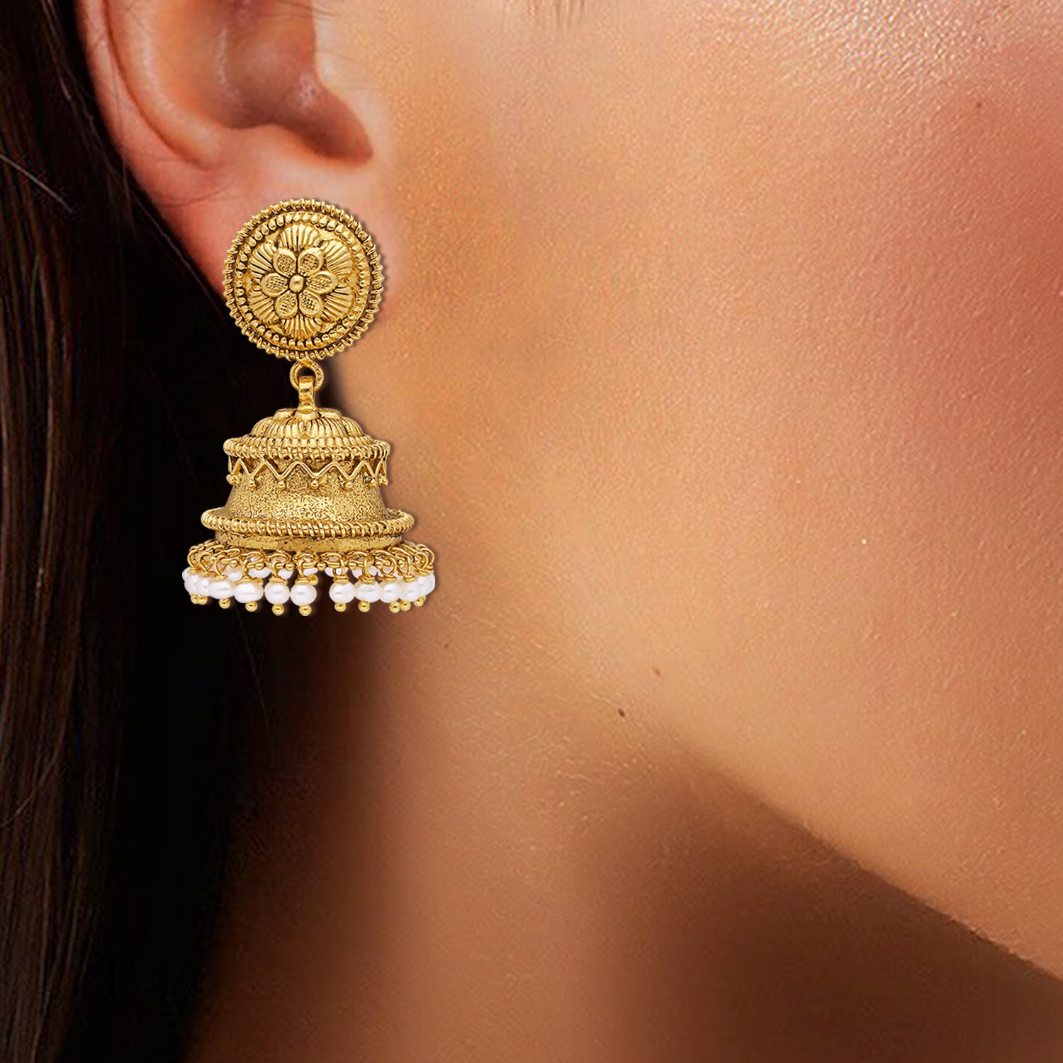 Enchanting Ember Gold Jhumka