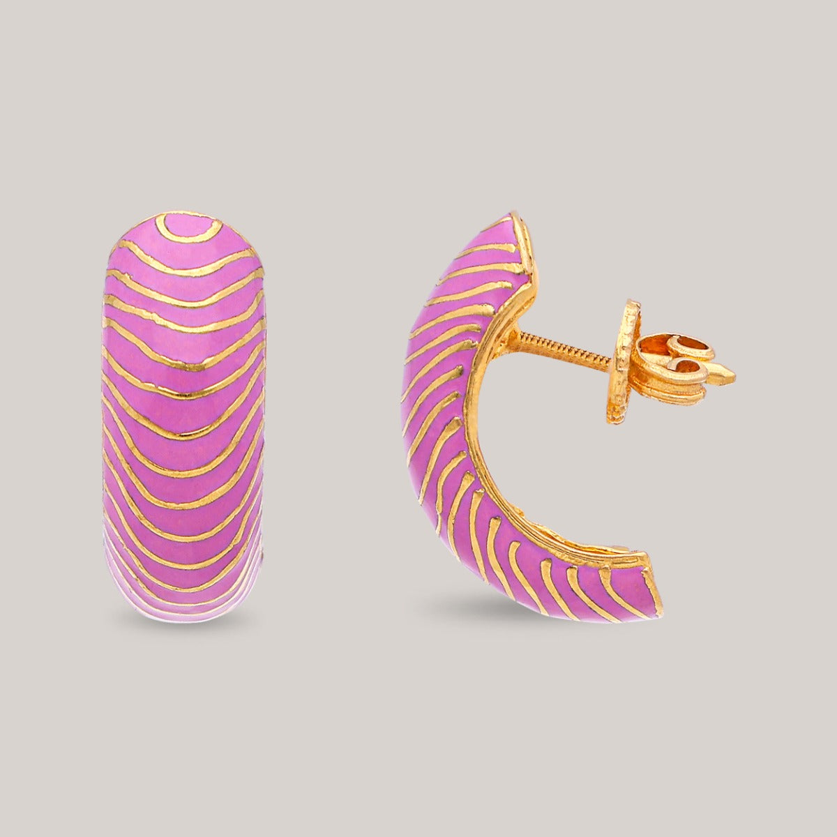 Pink Whirl Gold Earrings