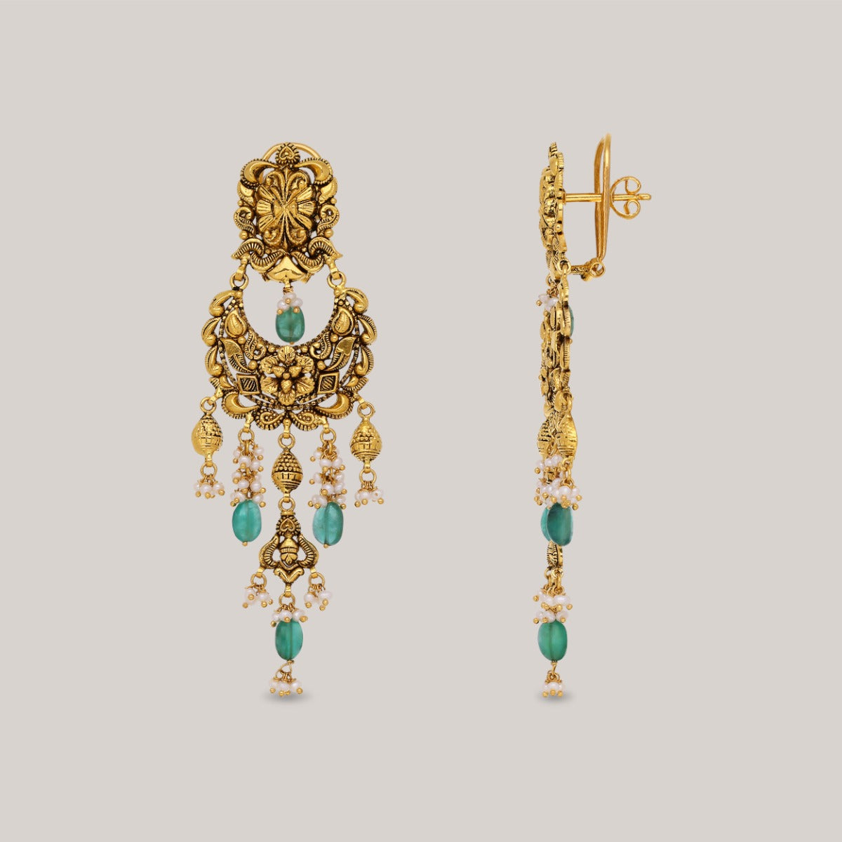 Curved Arches and Bells Gold Earrings