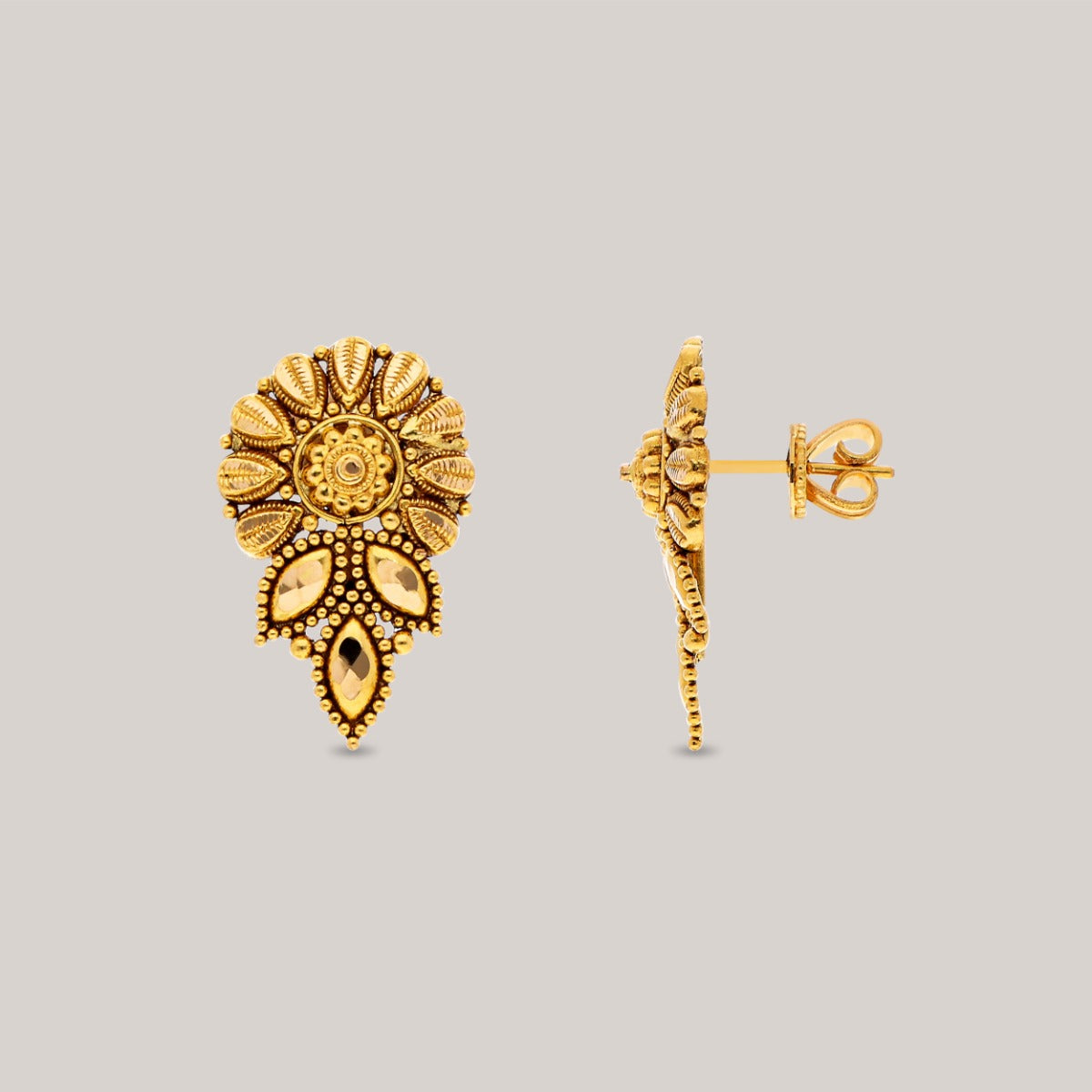 Floral Cascade Gold Earrings