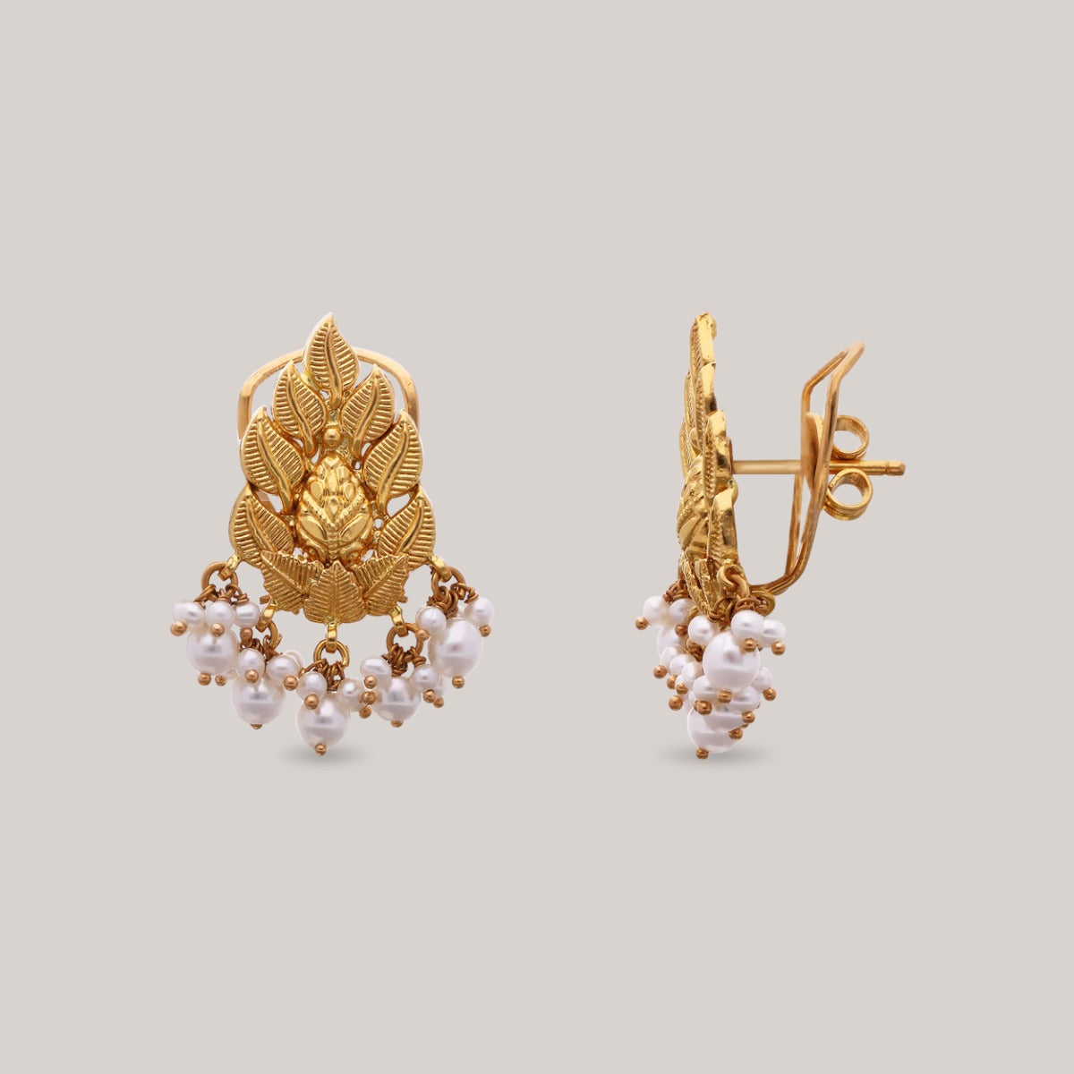 Cascading Leaf Gold Necklace Set
