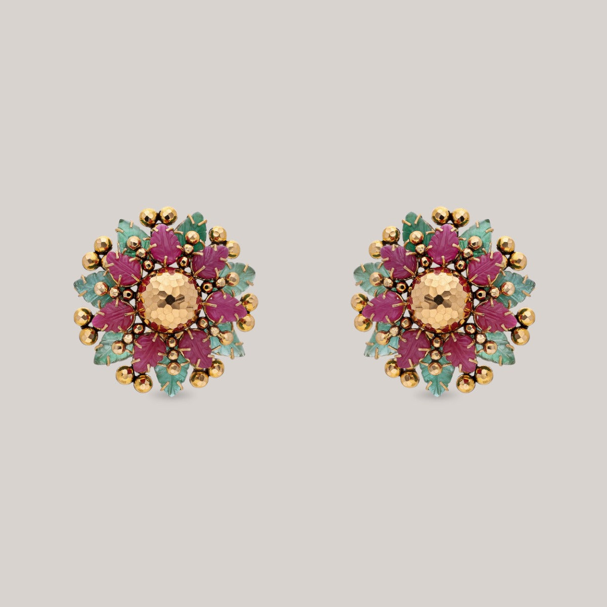 Duo Flower Gold Earrings