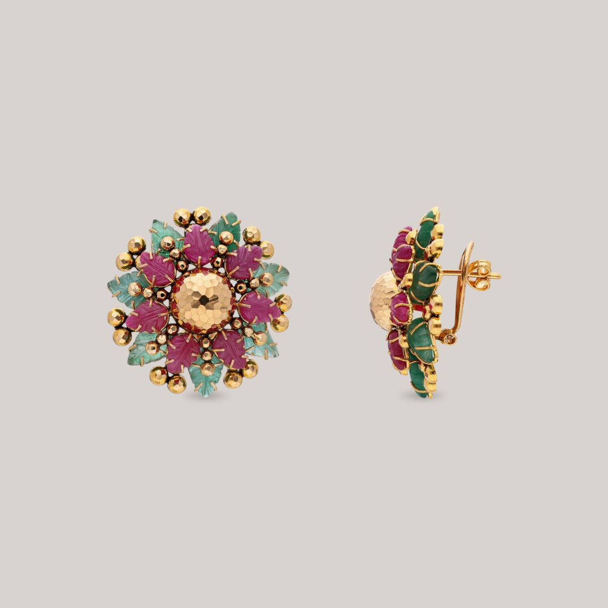 Duo Flower Gold Earrings