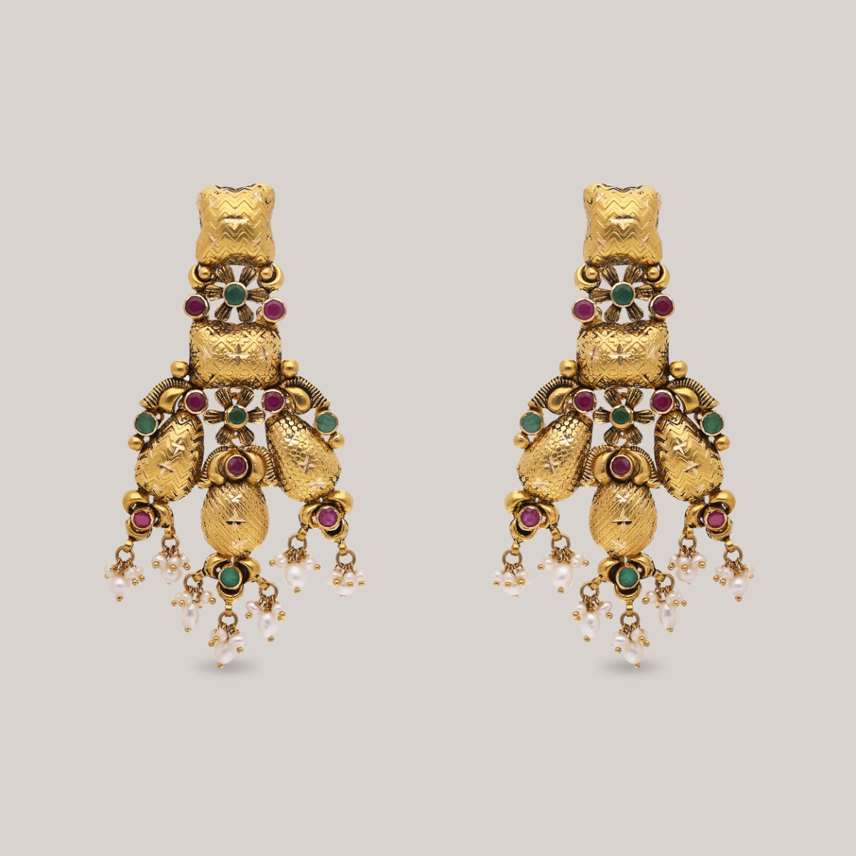 Ornate Heritage Gold Earrings