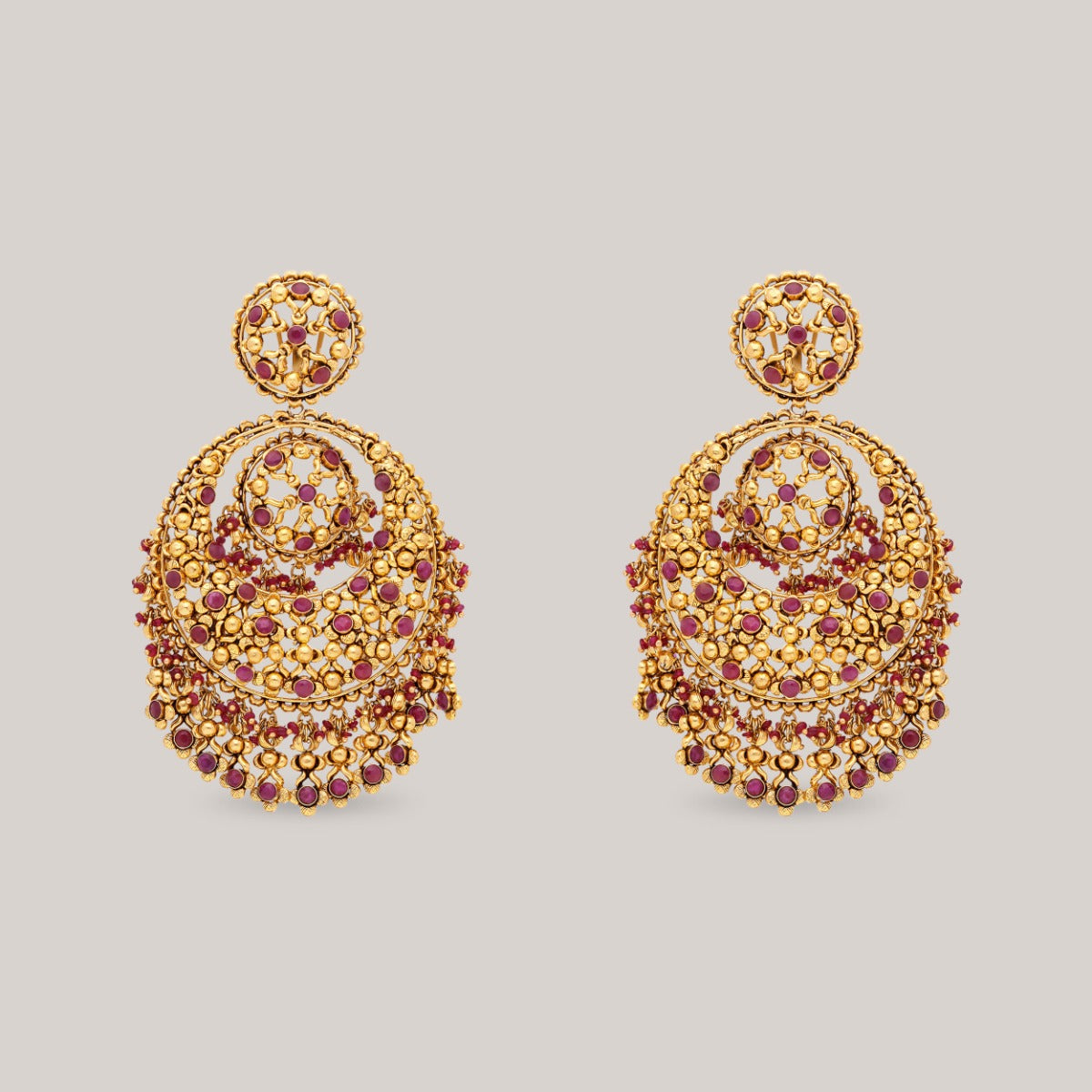 Scarlet Sparkle Gold Chandbali