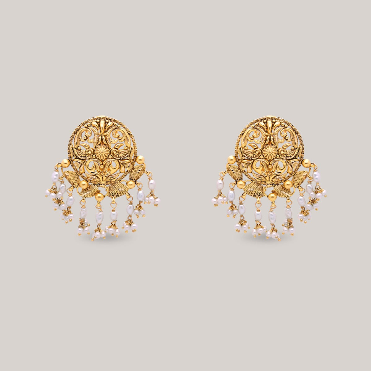 Petal Cascade Gold Earrings