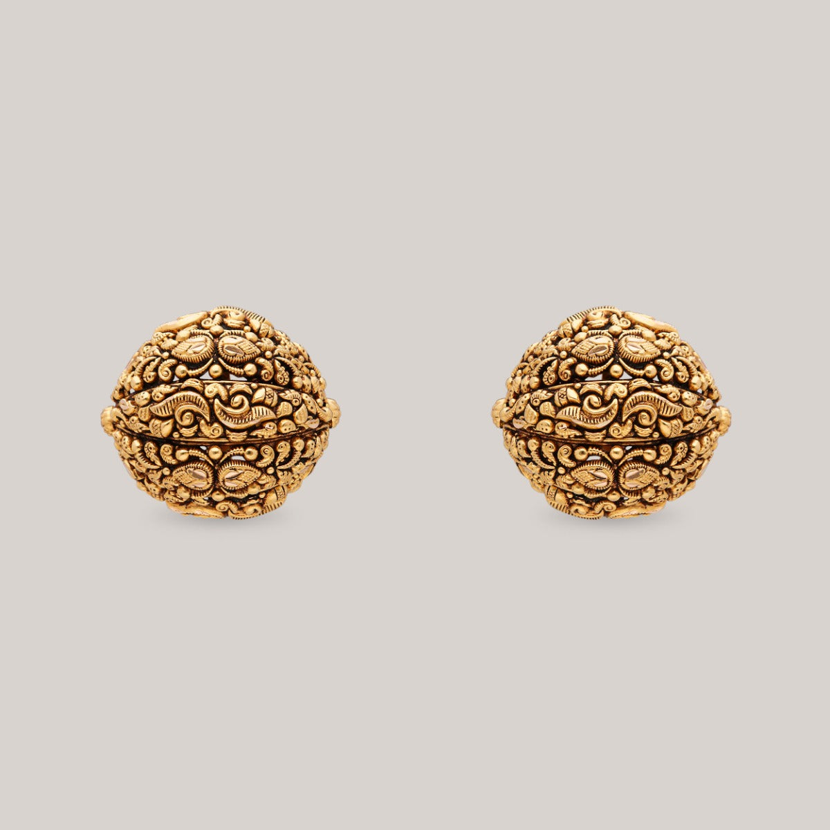 Golden Lotus Dome Gold Earrings