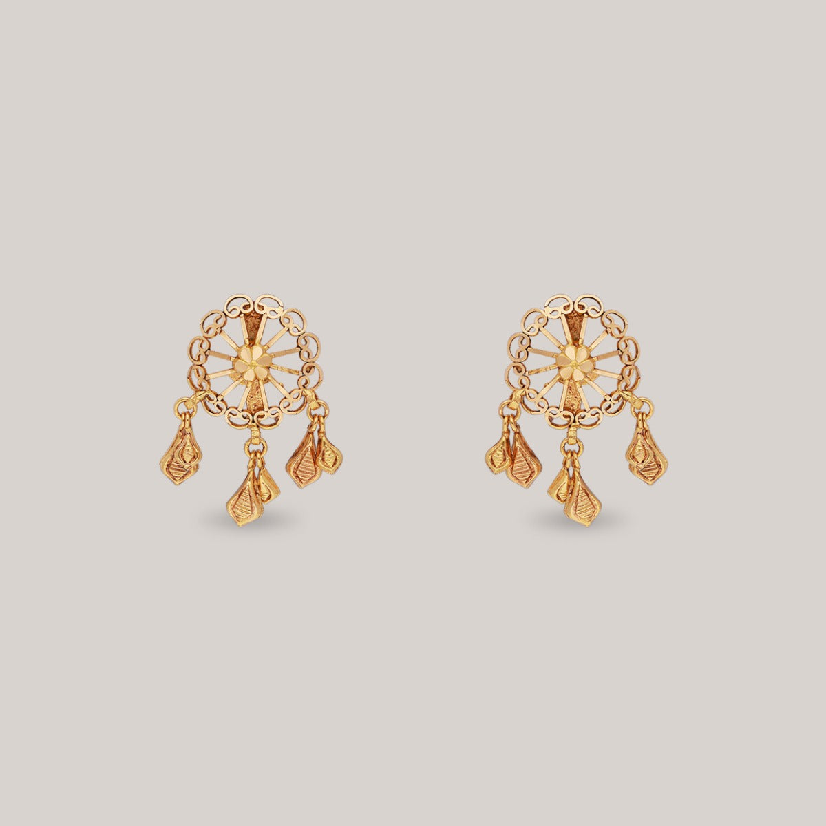Petal Wheel Gold Earrings