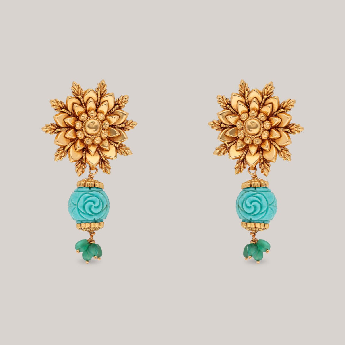 Turquoise Bloom Gold Earrings